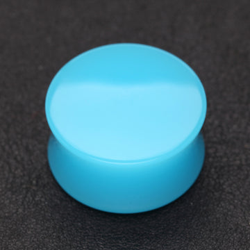 Detail View 1 of A Pair of Neon Colored UV Acrylic Double Flared Ear Gauge Plug-Light Blue